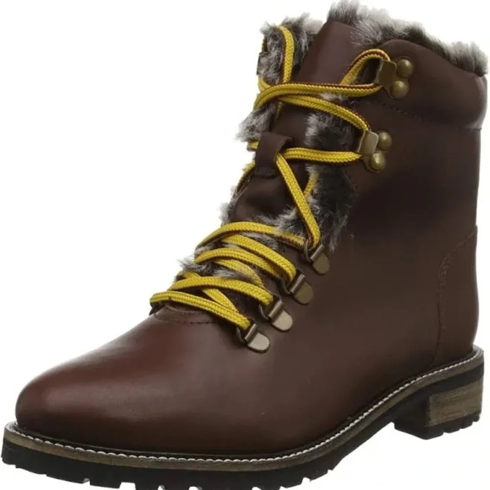 EUC Jules Brown Fur-Lined Leather Women's Boots Size 8.